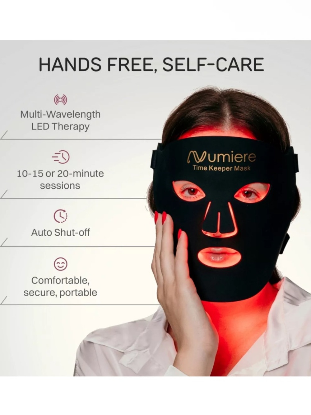 Numiere Time Keeper LED Red Blue Light Face Mask NEW Open Box $249 MSRP - Picture 5 of 13